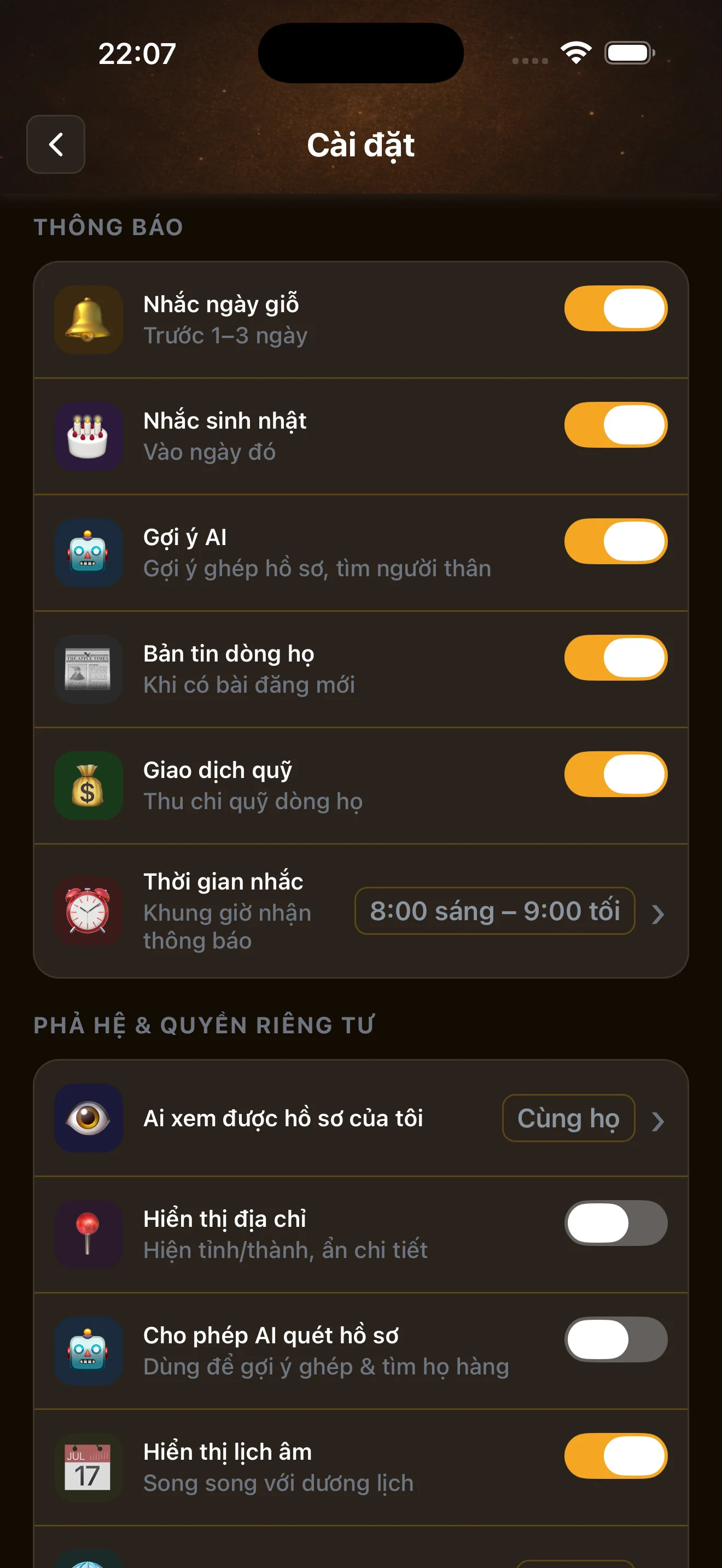 Cài đặt